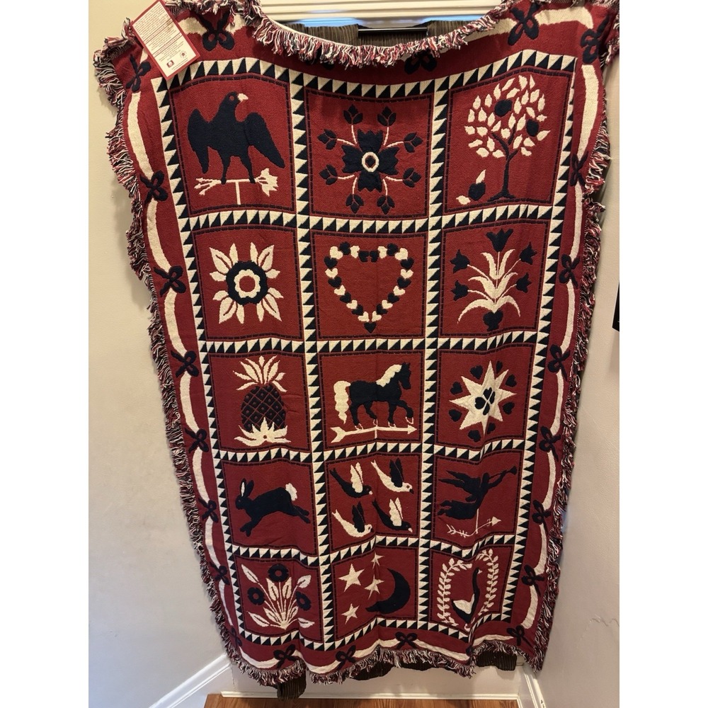 The Rug Barn Country Quilt Woven Throw Blanket 46x67 USA Cotton New w/ Tag